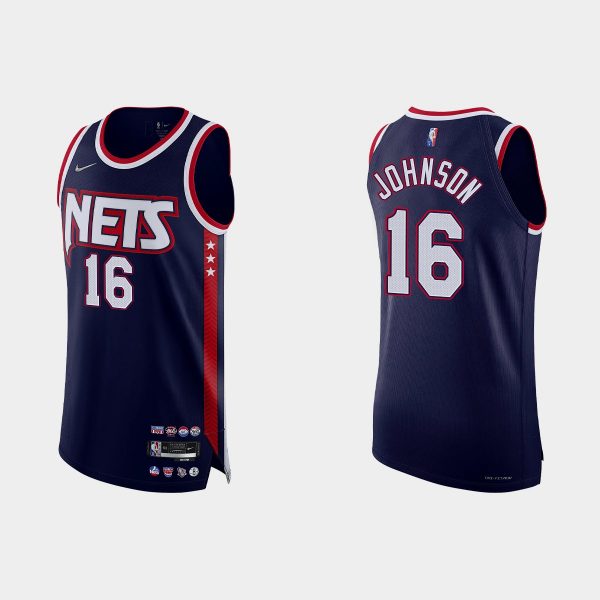 Brooklyn Nets James Johnson #16 2021/22 75th Anniversary City Navy Jersey