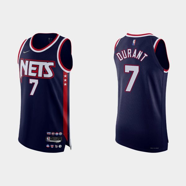 Brooklyn Nets Kevin Durant #7 2021/22 75th Anniversary City Navy Jersey