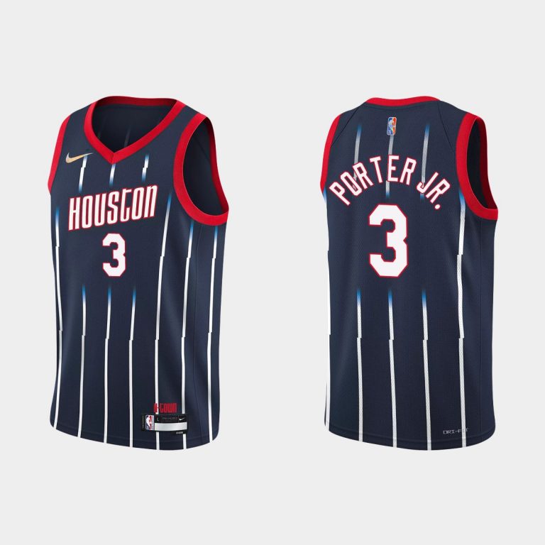 Houston Rockets #3 Kevin Porter Jr. 2021-22 NBA 75th Anniversary City Navy Jersey