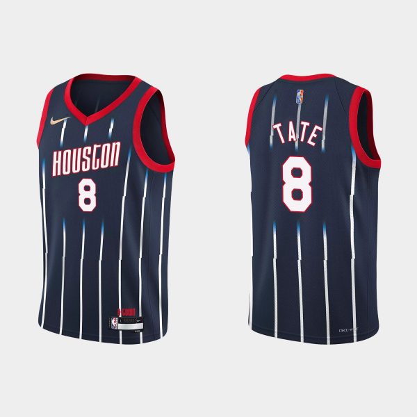 Houston Rockets #8 Jae'Sean Tate 2021-22 NBA 75th Anniversary City Navy Jersey