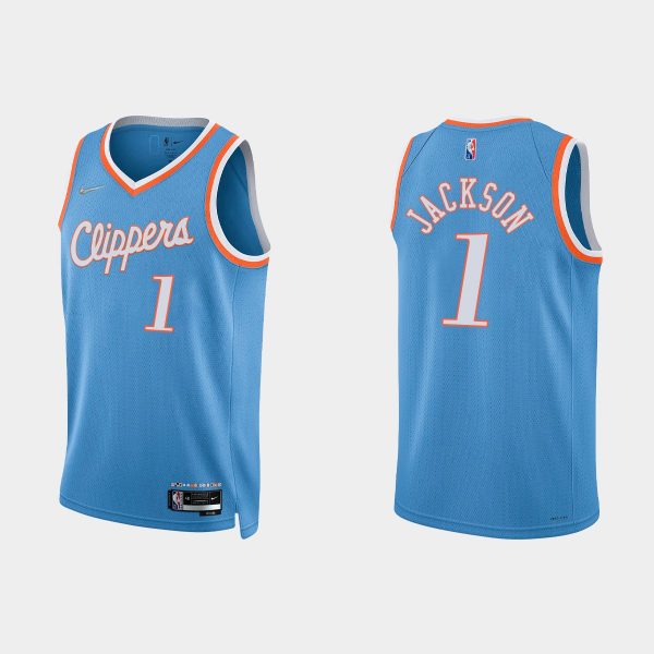 Los Angeles Clippers 75th Anniversary #1 Reggie Jackson Blue City Jersey
