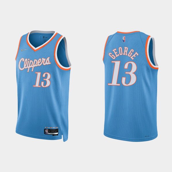 Los Angeles Clippers 75th Anniversary #13 Paul George Blue City Jersey