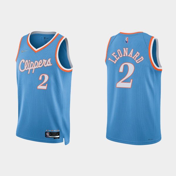 Los Angeles Clippers 75th Anniversary #2 Kawhi Leonard Blue City Jersey