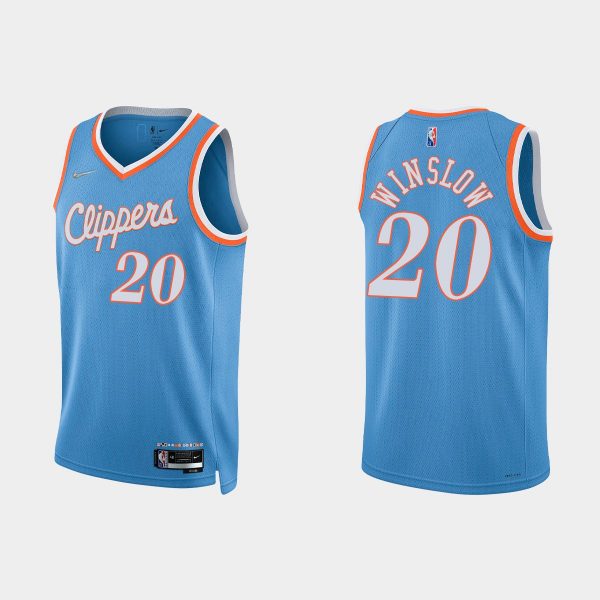 Los Angeles Clippers 75th Anniversary #20 Justise Winslow Blue City Jersey