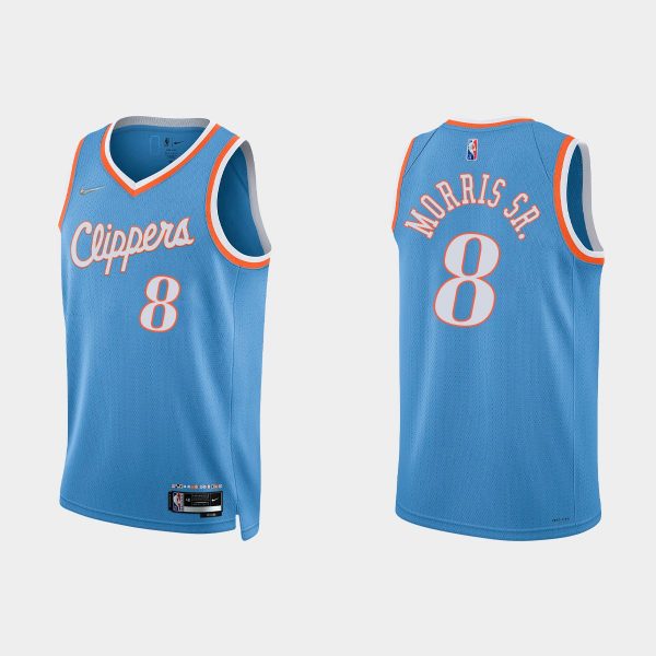 Los Angeles Clippers 75th Anniversary #8 Marcus Morris Sr. Blue City Jersey