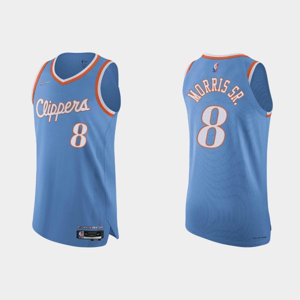 Los Angeles Clippers Marcus Morris Sr. #8 2021/22 75th Anniversary City Blue Jersey