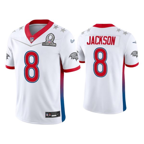 Men Lamar Jackson Baltimore Ravens 2022 AFC Pro Bowl White Game Jersey