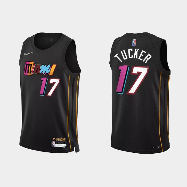 Miami Heat #17 P.J. Tucker 2021-22 NBA 75th Anniversary City Black Jersey
