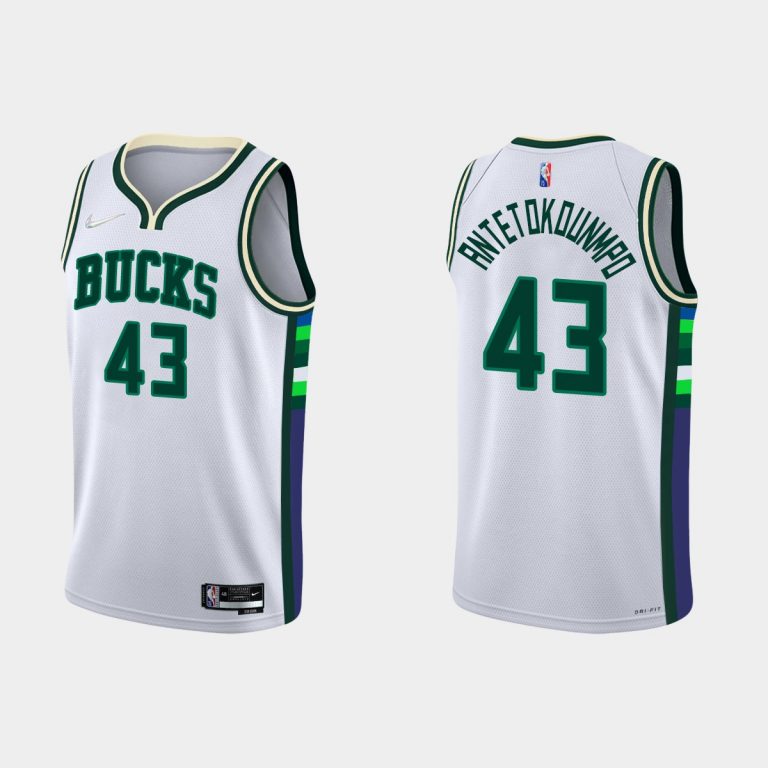 Milwaukee Bucks #43 Thanasis Antetokounmpo 2021-22 NBA 75th Anniversary City White Jersey