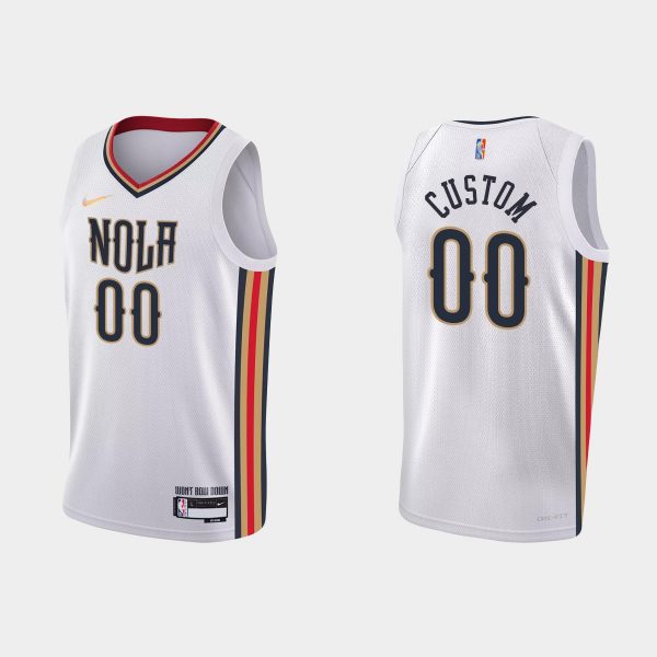 New Orleans Pelicans #00 Custom 2021-22 NBA 75th Anniversary City White Jersey