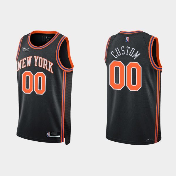 New York Knicks #00 Custom 2021-22 NBA 75th Anniversary City Black Jersey