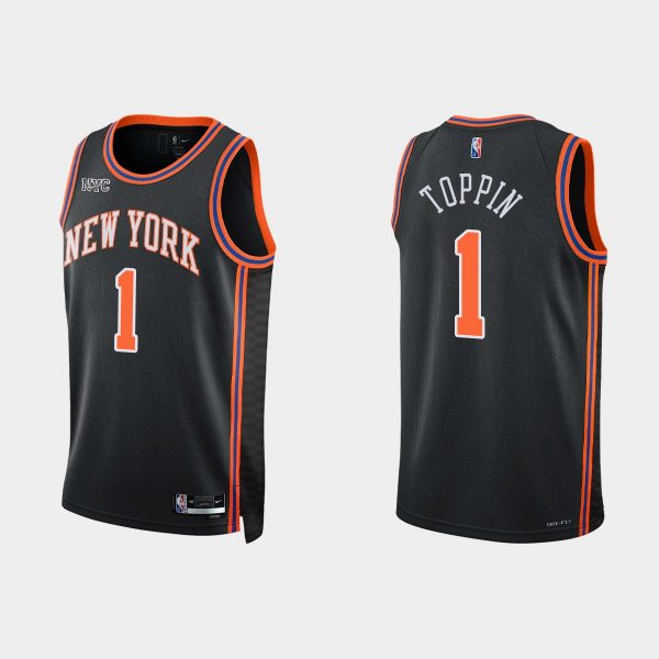 New York Knicks #1 Obi Toppin 2021-22 NBA 75th Anniversary City Black Jersey