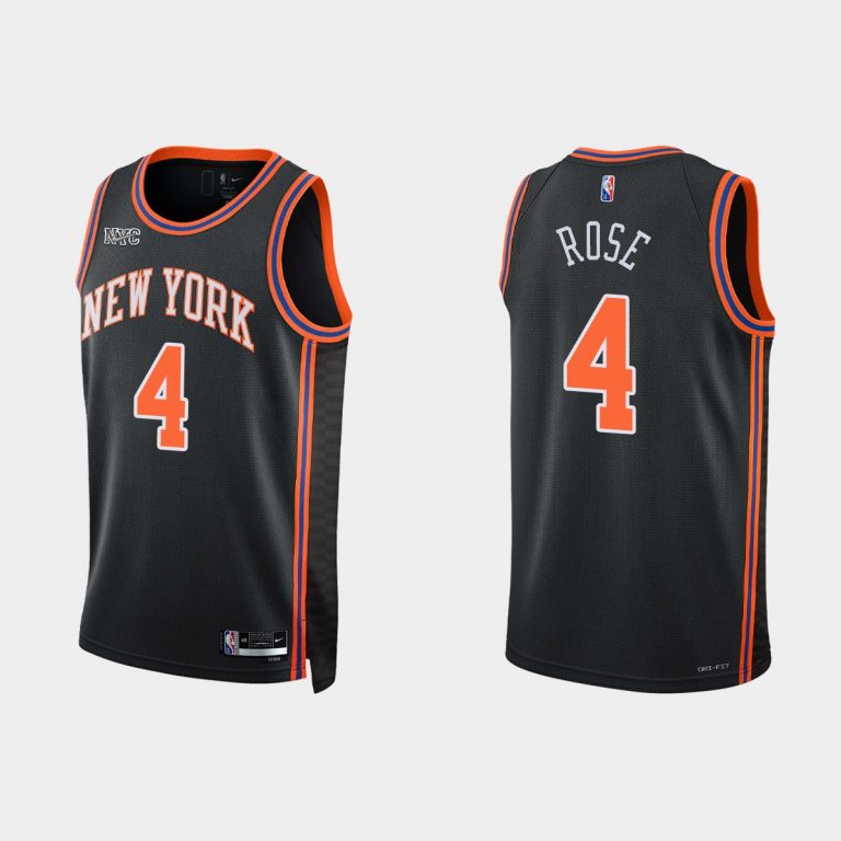 New York Knicks #4 Derrick Rose 2021-22 NBA 75th Anniversary City Black Jersey