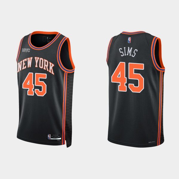 New York Knicks #45 Jericho Sims 2021-22 NBA 75th Anniversary City Black Jersey