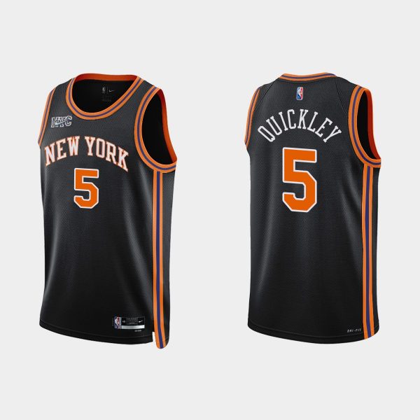 New York Knicks #5 Immanuel Quickley 2021-22 NBA 75th Anniversary City Black Jersey