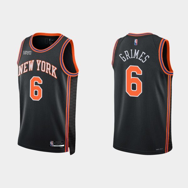 New York Knicks #6 Quentin Grimes 2021-22 NBA 75th Anniversary City Black Jersey