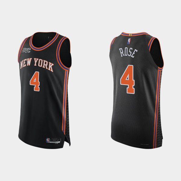 New York Knicks Derrick Rose #4 2021/22 75th Anniversary City Black Jersey