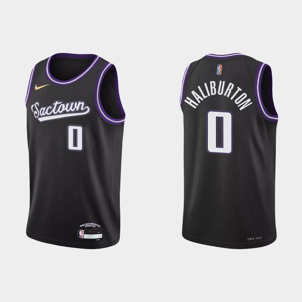 Sacramento Kings #0 Tyrese Haliburton 2021-22 NBA 75th Anniversary City Black Jersey