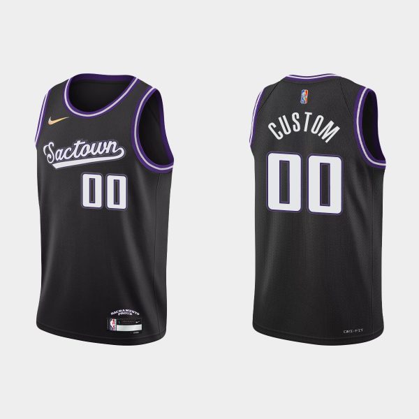 Sacramento Kings #00 Custom 2021-22 NBA 75th Anniversary City Black Jersey