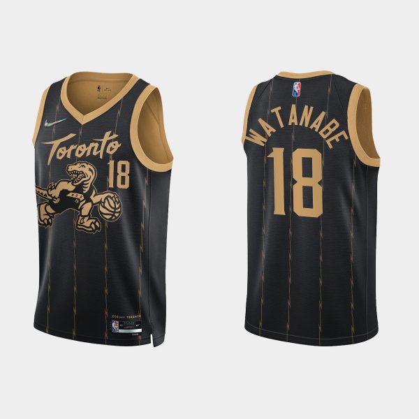 Toronto Raptors Yuta Watanabe #18 2021/22 75th Anniversary City Edition Black Jersey