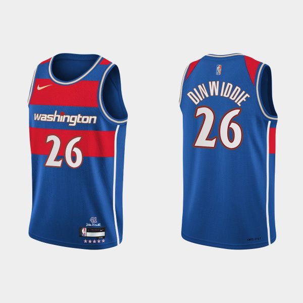 Washington Wizards #26 Spencer Dinwiddie 2021-22 NBA 75th Anniversary City Blue Jersey