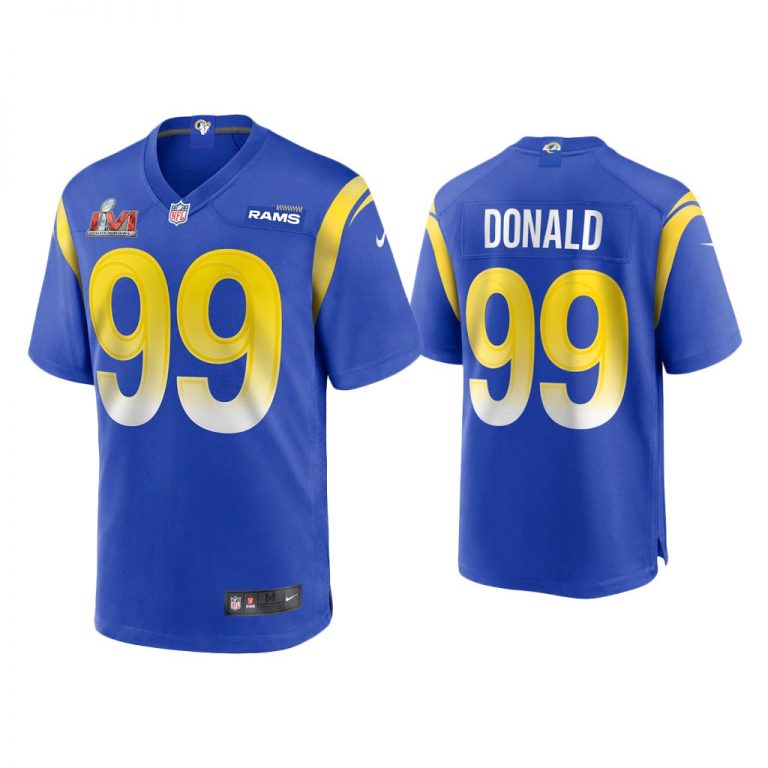 Men Aaron Donald Los Angeles Rams Super Bowl LVI Royal Game Jersey