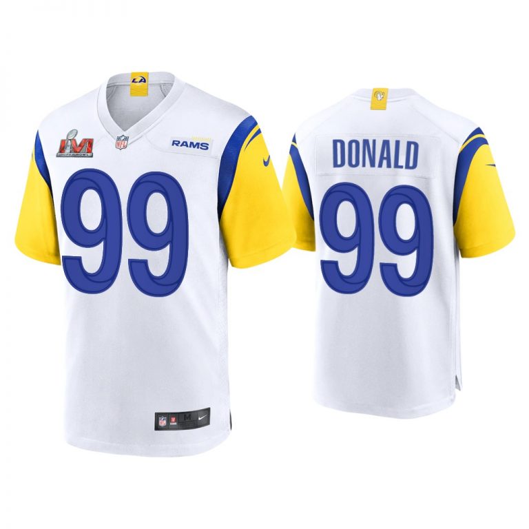 Men Aaron Donald Los Angeles Rams Super Bowl LVI White Game Jersey