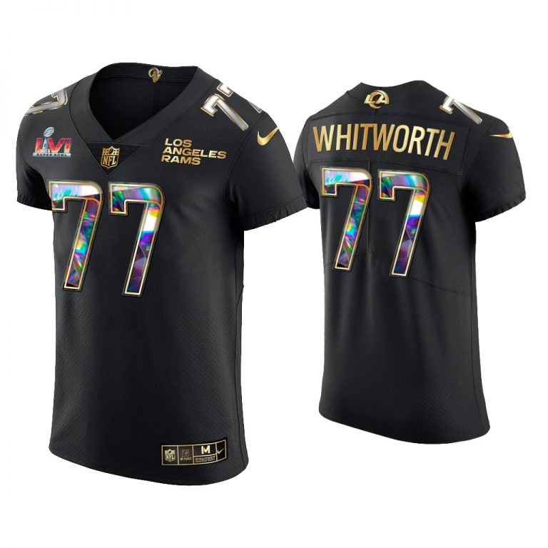 Men Andrew Whitworth Los Angeles Rams Black Super Bowl LVI Champions Diamond Jersey