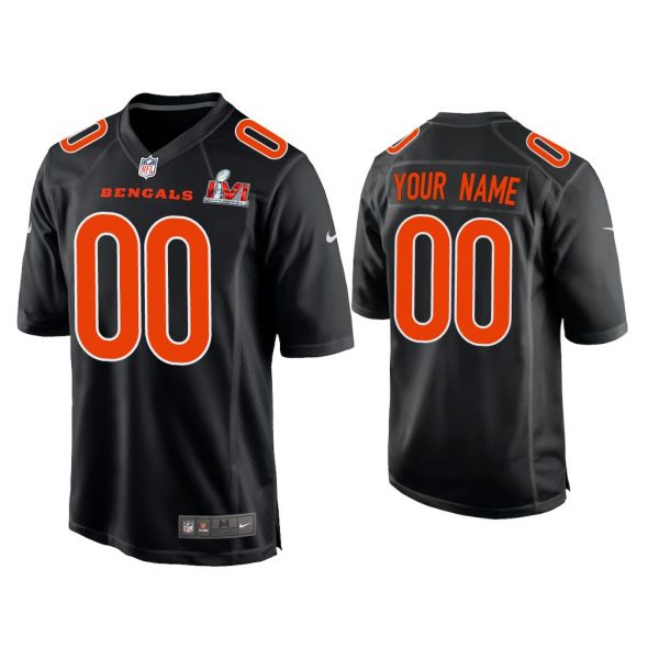 Men Custom Cincinnati Bengals Super Bowl LVI Black Game Fashion Jersey