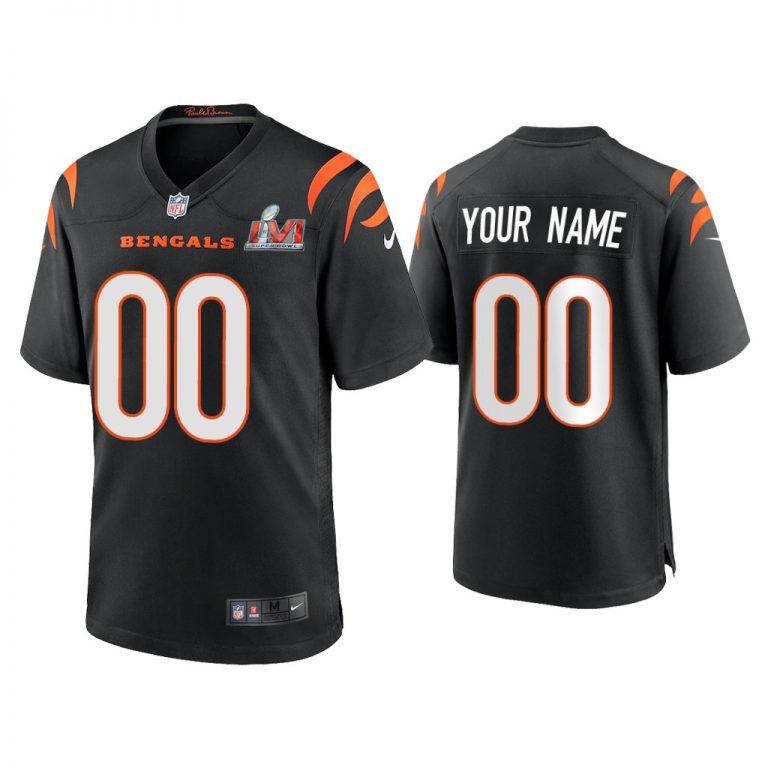 Men Custom Cincinnati Bengals Super Bowl LVI Black Game Jersey