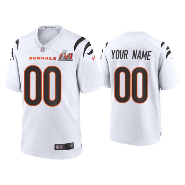 Men Custom Cincinnati Bengals Super Bowl LVI White Game Jersey