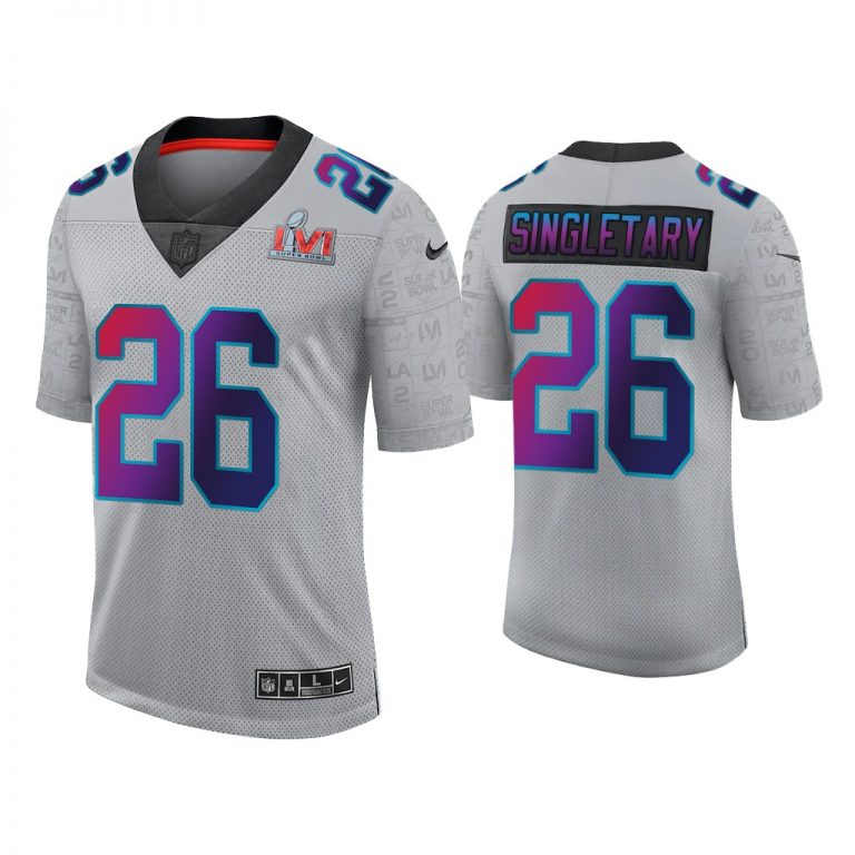 Men Devin Singletary Buffalo Bills Gray Super Bowl LVI Limited Jersey