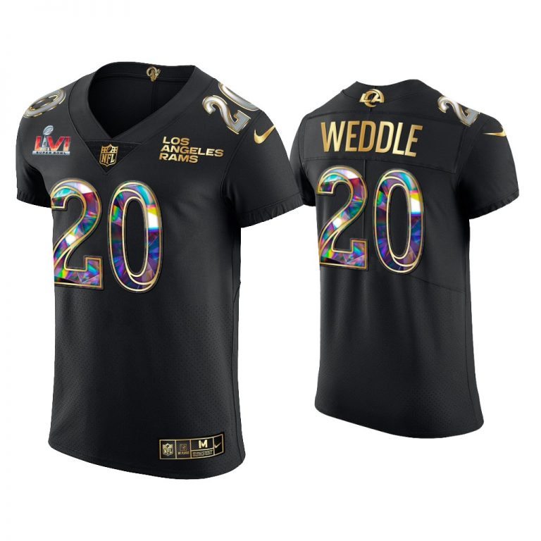 Men Eric Weddle Los Angeles Rams Black Super Bowl LVI Champions Diamond Jersey