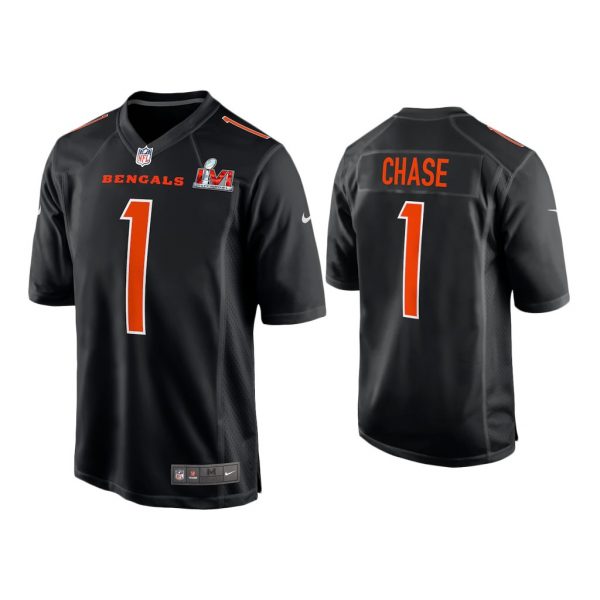 Men Ja'Marr Chase Cincinnati Bengals Super Bowl LVI Black Game Fashion Jersey