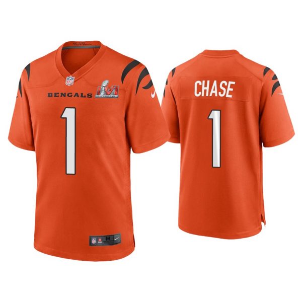 Men Ja'Marr Chase Cincinnati Bengals Super Bowl LVI Orange Game Jersey