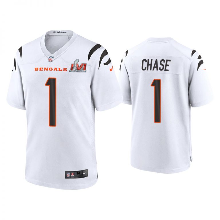 Men Ja'Marr Chase Cincinnati Bengals Super Bowl LVI White Game Jersey