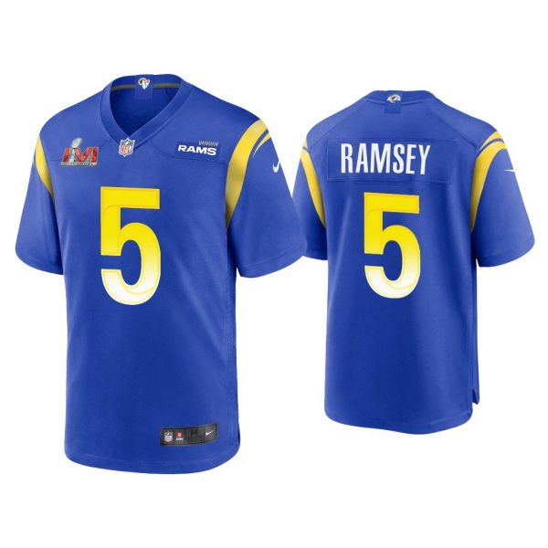 Men Jalen Ramsey Los Angeles Rams Super Bowl LVI Royal Game Jersey