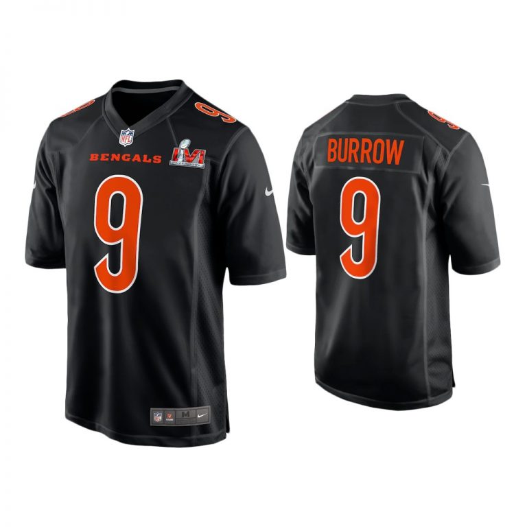 Men Joe Burrow Cincinnati Bengals Super Bowl LVI Black Game Fashion Jersey