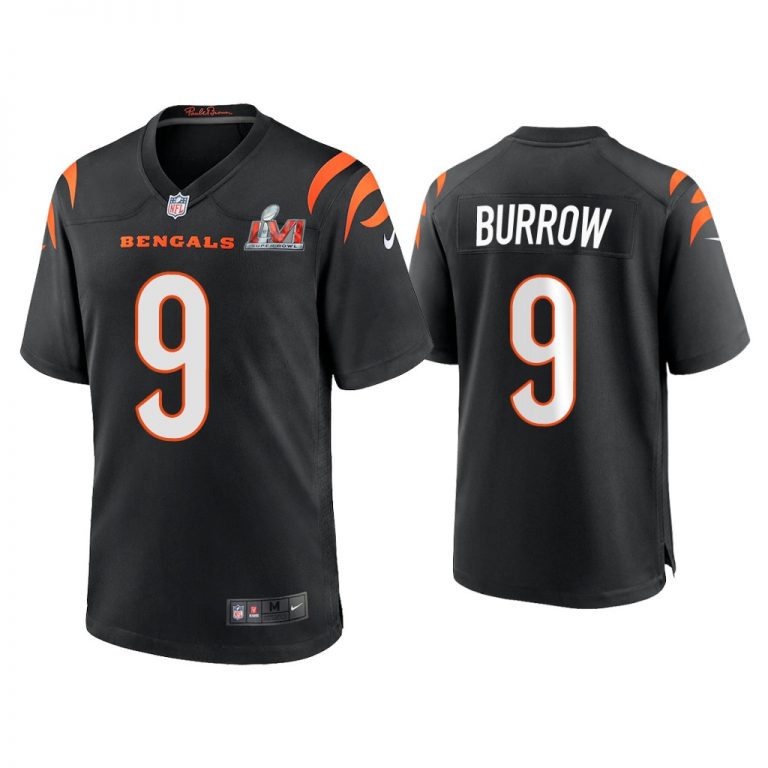 Men Joe Burrow Cincinnati Bengals Super Bowl LVI Black Game Jersey