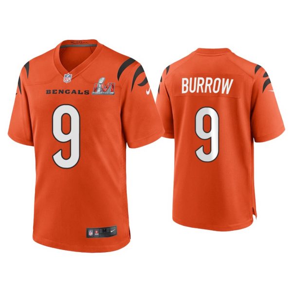 Men Joe Burrow Cincinnati Bengals Super Bowl LVI Orange Game Jersey