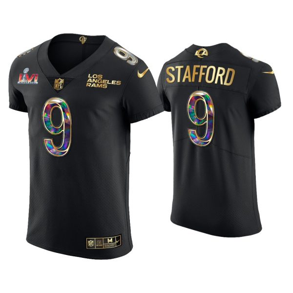 Men Matthew Stafford Los Angeles Rams Black Super Bowl LVI Champions Diamond Jersey