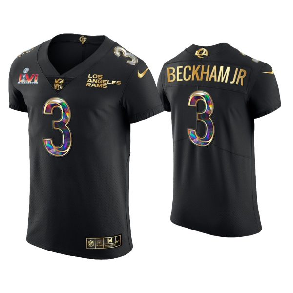 Men Odell Beckham Jr. Los Angeles Rams Black Super Bowl LVI Champions Diamond Jersey