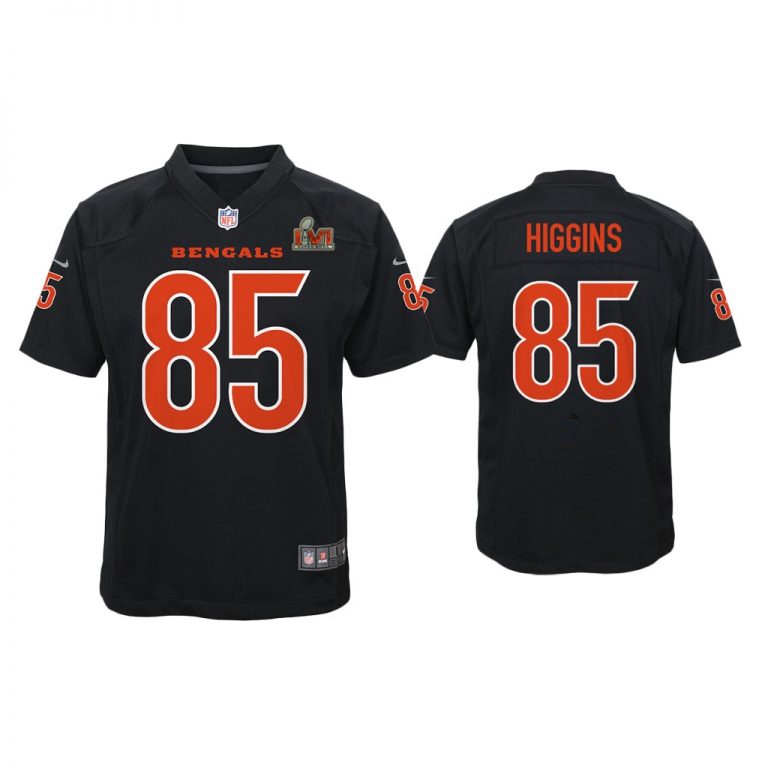 Youth Tee Higgins Cincinnati Bengals Super Bowl LVI Black Game Fashion Jersey