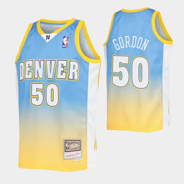 Aaron Gordon No. 50 Denver Nuggets Blue Gold Fadeaway Hwc Limited Jersey