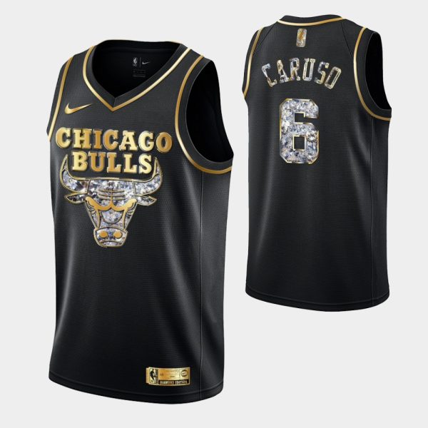 Chicago Bulls Retro Logo 2022 NBA Playoffs Black Alex Caruso Retro Logo Jersey Diamond Edition