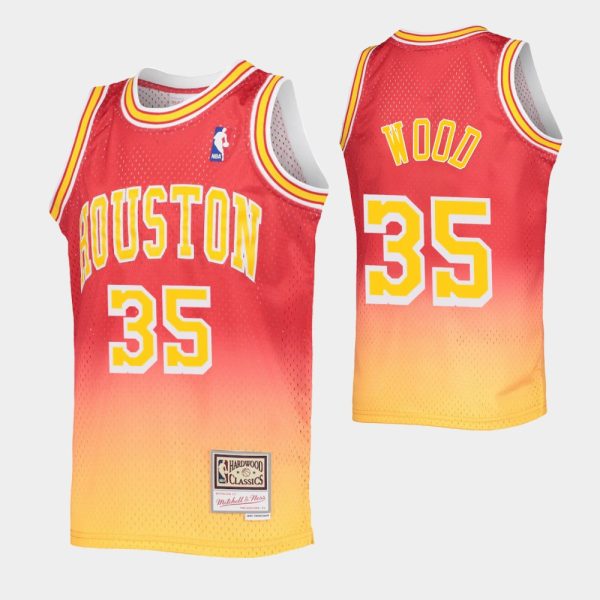 Christian Wood No. 35 Houston Rockets Red Gold Fadeaway Hwc Limited Jersey