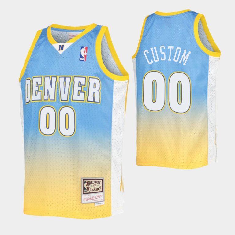 Custom No. 00 Denver Nuggets Blue Gold Fadeaway Hwc Limited Jersey