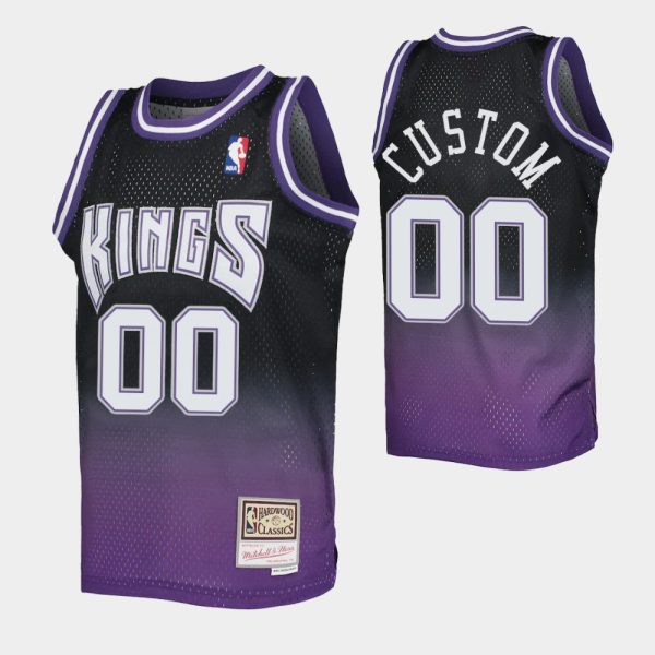 Custom No. 00 Sacramento Kings Black Purple Fadeaway Hwc Limited Jersey