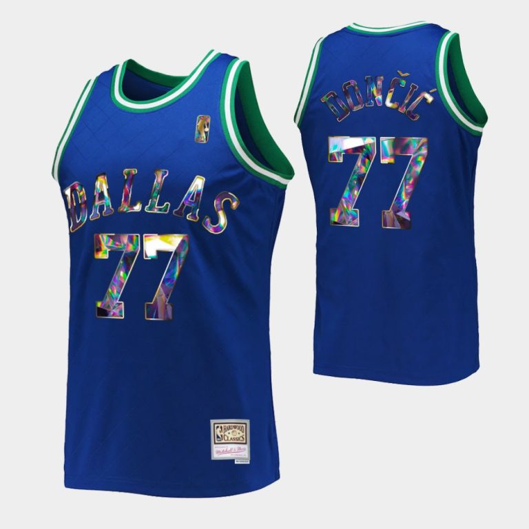 Dallas Mavericks 75TH Retro Royal Luka Doncic 75TH Jersey Diamond Edition