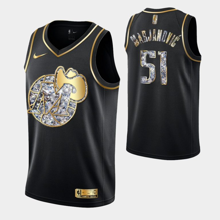 Dallas Mavericks Retro Logo 2022 Playoffs Black Boban Marjanovic Retro Logo Jersey Diamond Edition